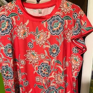 2XL Hot Pink Floral Print Blouse